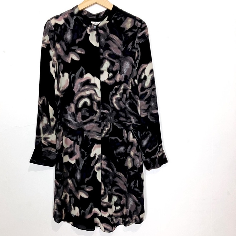 Wilfred 100% Silk Bossutt Floral Print Long Sleeve Dress, L